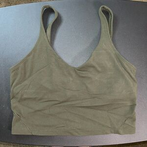 🟢 Lululemon Longline Sports Bra Olive Green Size 10 Medium Support